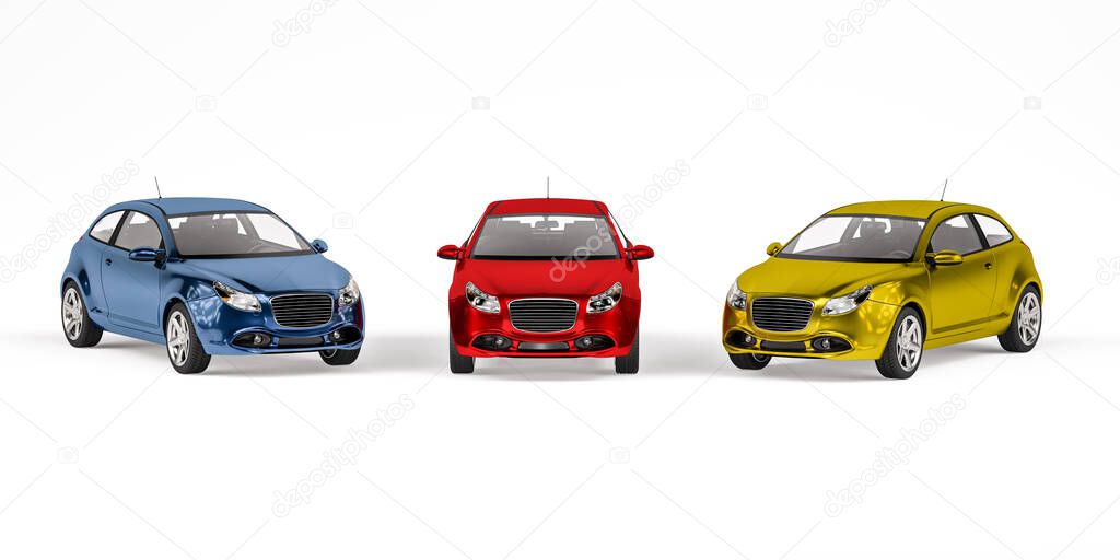 Toyota Yaris ibrida blu in esposizione